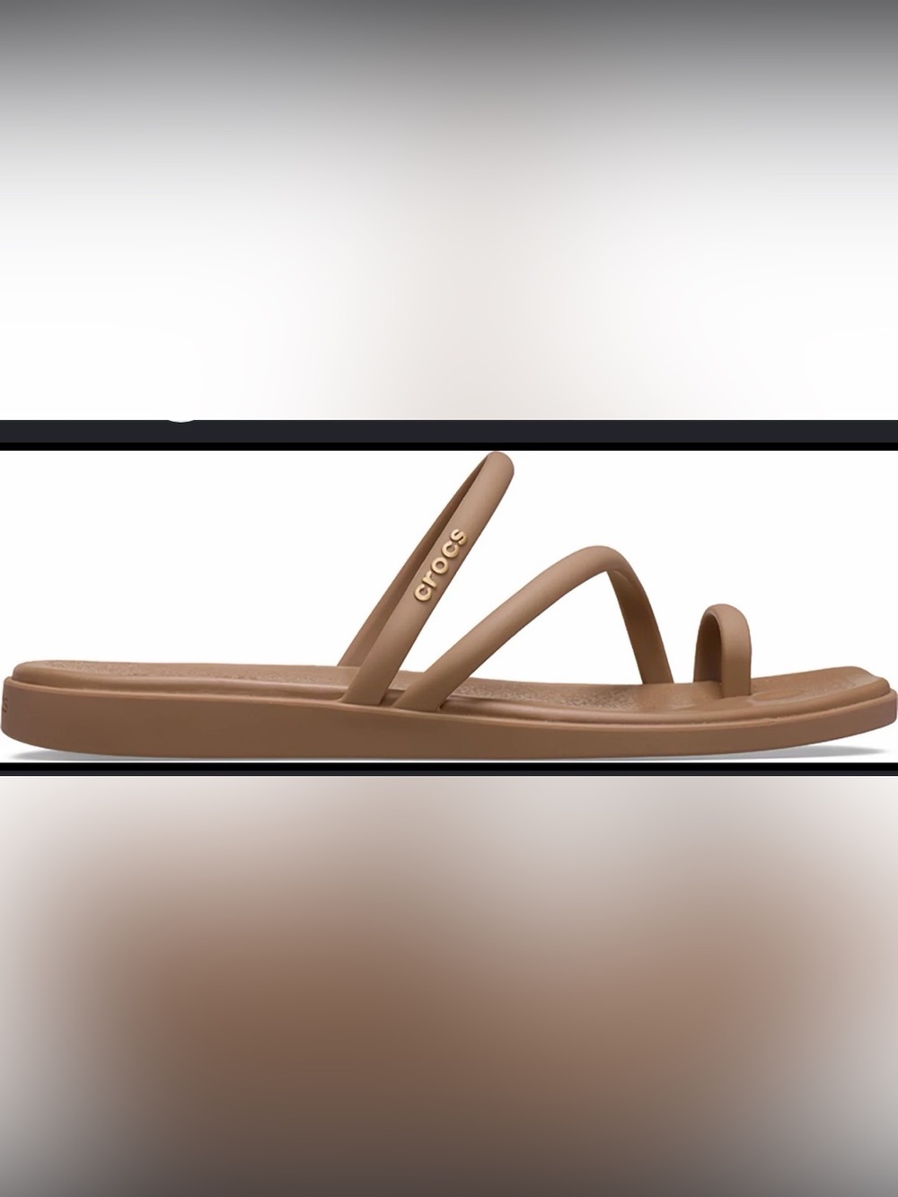CROCS Beige/Tan Double Strap Flip Sandal with Gold Logo